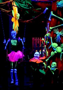 Skeleton Garden Tree in Black Light