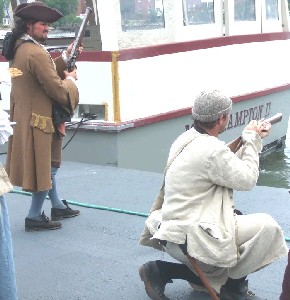 Edward positioned to take a shot