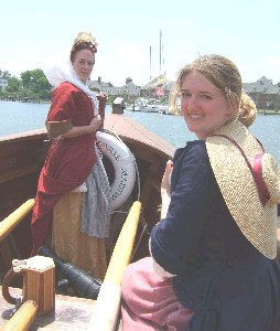 Cheeky and Kate Bagley in the rowing vessel