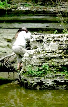 Michael climibing one of the rocks