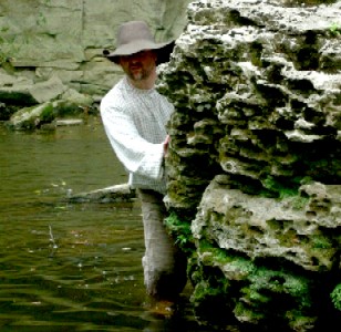 Michael hiding behind one of the rocks
