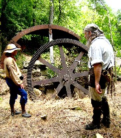 Jay and Mick admire the wheel and gear