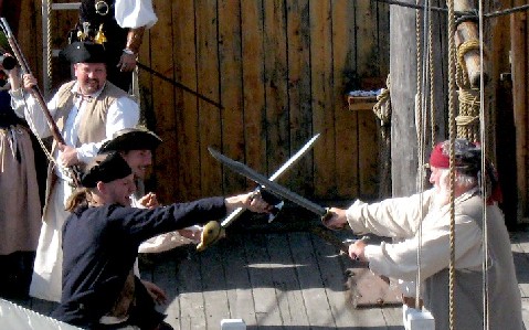 The pirates sword fight with Callenish Gunner
