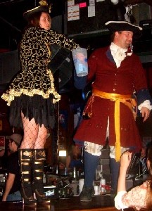 Captain Hooker and Michael on the bar announcing the winner