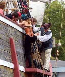 Rosabella going over the rail