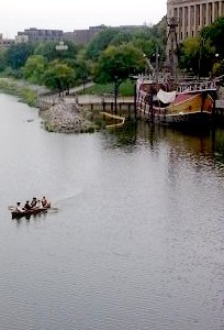 The HMS Scow aims for the Santa Maria