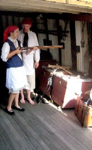 Georgia holding a musket