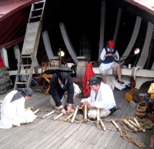 Jay working on the rope ladder
