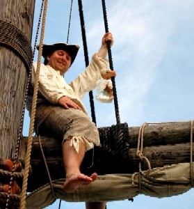 Michael on a spar on the Santa Maria