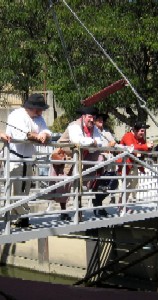 Group on the gangplank