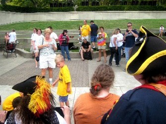 The toursits in the park