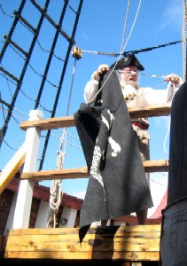 George putting up the pirate flag