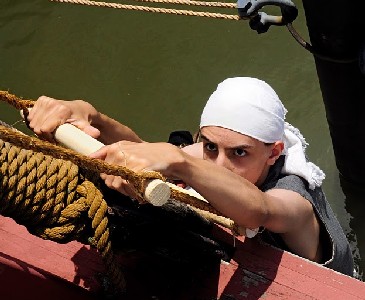 Sneaking up the rope ladder