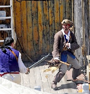 Chris and Thomas sword fight