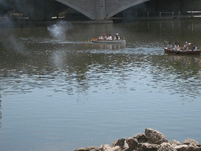 The pirates in their little boats