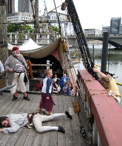 Zach goes to the rail to get the next pirate