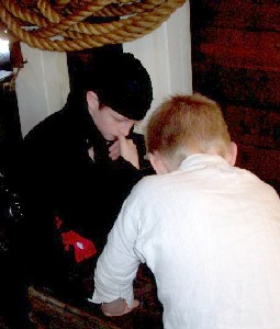 Zach and Kelban looking down hatch 1