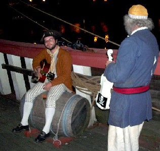 Mark and Nathan playing instruments aboard the Santa Maria 1