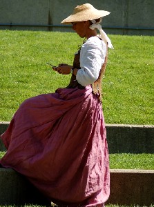 Lady Constance in garb texting