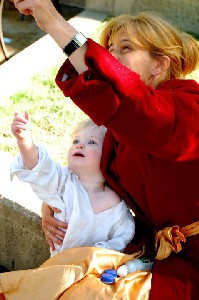 Connie Thatcher looking up with Hamish