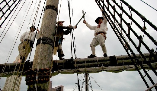 Michael and Chris sword fight on the spar 3