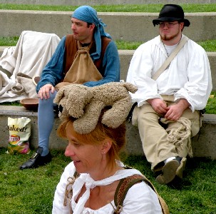 A puppy on Lady C's head