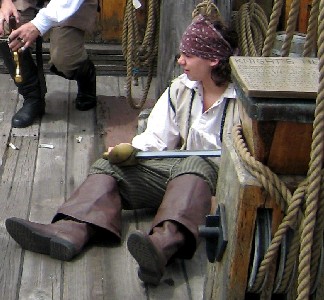 Khelban sitting on the Santa Maria deck