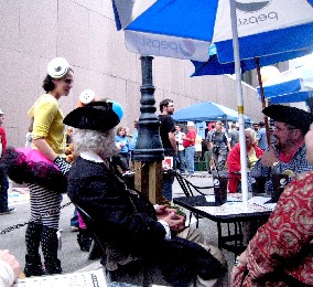 Girl talking to Mark and Dan