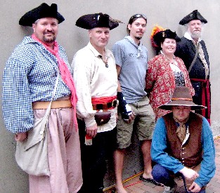 The dinner crew poses with some random guy