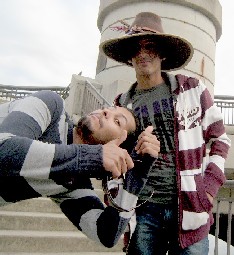 Two guys and the Patrick Hand hat