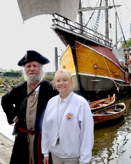 Linda Ketcham with Mark at the Santa Maria