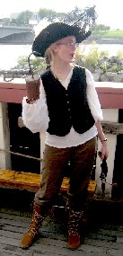 Sarah wearing the prosthetic hook