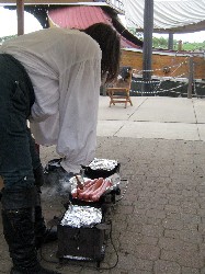 Trish Cooking Sausages