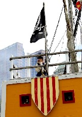 Danie with the mortar and flag