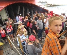 The crowd on the main deck left