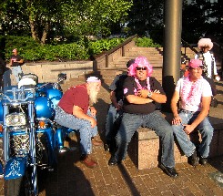 Pink motorcyclists on High Street