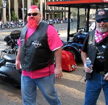 Motorcyclist with Pink goatee