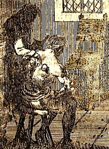 A period woodcut of cupping