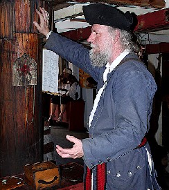 Mark explaining shipboard life on the Santa Maria