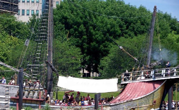 Crowds on the Santa Maria
