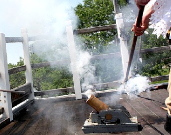 Mortar firing from the Sterncastle