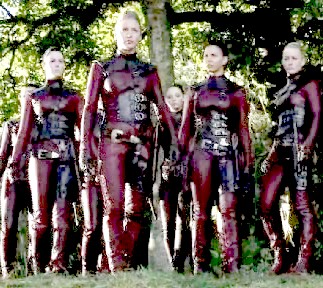 A group of women in leather