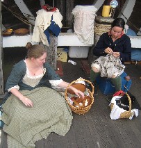 Jessica and Andrea sewing