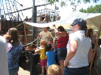 Crowding the registration tent