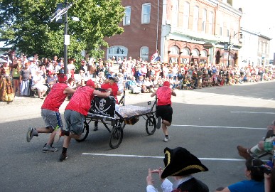 The Winning Team Races Down the Street