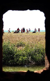 Looking out
the gunport at the battle 2