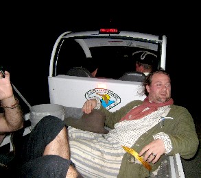 Michael in the back of the golf cart mobile