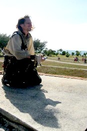 Mike watching the battle from the fort wall