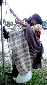 Caribbean Pearl climbing a pole