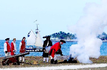 British Firing at Pirates